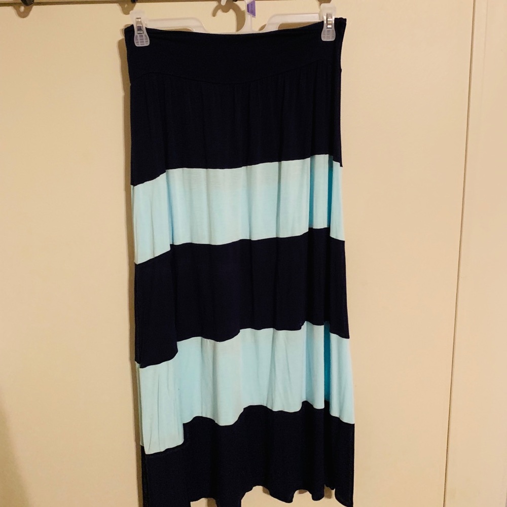 navy/ light blue skirt
